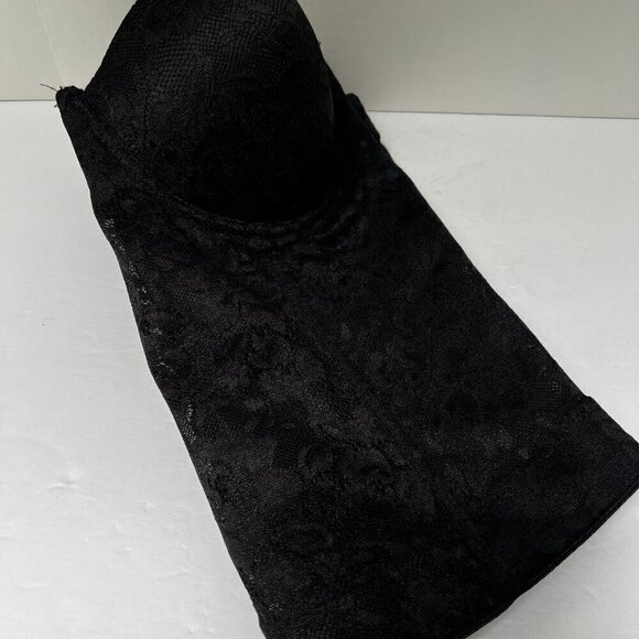 Nicole Miller Black Lace Power Mesh‎ Bustier Removable Straps Hook & Eye Sz 36C - Picture 9 of 10